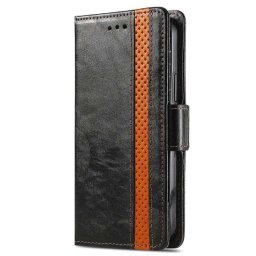 Кожен калъф тип портмоне за Honor X8 5G - черен с лента