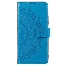 Кожен калъф тип портмоне с мандала за Nokia G22 - син