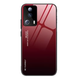 Силиконов кейс със стъклен гръб за Xiaomi 13 Lite - червен