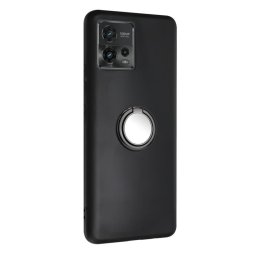 Силиконов гръб със стойка тип пръстен за Motorola G72 - черен