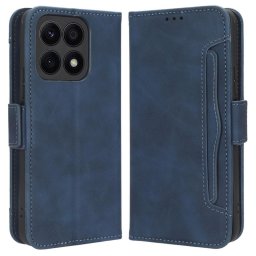 Кожен калъф тип портмоне с магнитна закопчалка за Honor X8a - тъмно син