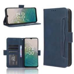 Кожен калъф тип портмоне с магнитно закопчаване за Nokia C32 - тъмно син