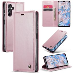 Кожен калъф страничен flip марка CASEME за Samsung Galaxy A14 4G/5G – розов