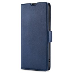 Кожен калъф тип портмоне с магнитна закопчалка за Honor X8a - тъмно син
