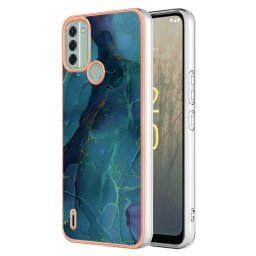 Силиконов гръб за Nokia C31 - син с мраморна шарка