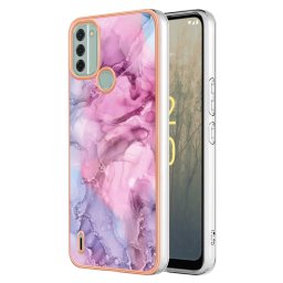 Силиконов гръб за Nokia C31 - розов с мраморна шарка