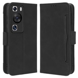 Кожен калъф тип портмоне с магнитна закопчалка за Huawei P60 Pro - черен