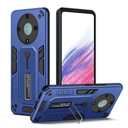 Хибриден гръб със стойка и силиконов пръстен за Honor Magic5 Lite 5G - тъмно син