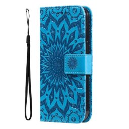 Кожен калъф тип портмоне с мандала за Honor Magic5 Lite 5G - син