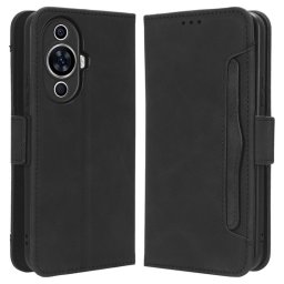 Кожен калъф тип портмоне с магнитна закопчалка за Huawei Nova 11 Pro - черен