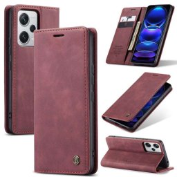 Калъф страничен flip марка CASEME за Xiaomi Redmi Note 12 Pro+ 5G – винено червен