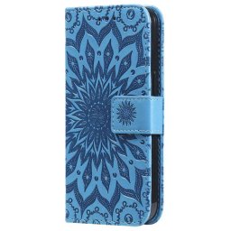 Кожен калъф тип портмоне със слънце за Xiaomi 13 - син