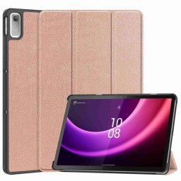Кожен калъф със сгъващ се капак за Lenovo Tab P11 Gen 2 - перлено розов