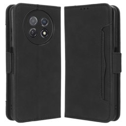 Кожен калъф тип портмоне с магнитна закопчалка за Huawei nova Y91 - черен