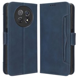 Кожен калъф тип портмоне с магнитна закопчалка за Huawei nova Y91 - тъмно син