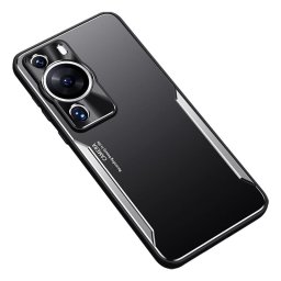 Алуминиев гръб за Huawei P60 Pro - черен със сребрист ръб