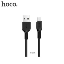 Кръгъл кабел тип USB към Micro USB марка HOCO с дължина 3 метра – цвят черен