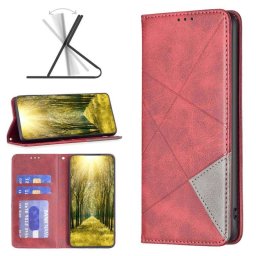Кожен калъф тип портмоне с триъгълник за Nokia G42 5G - червен