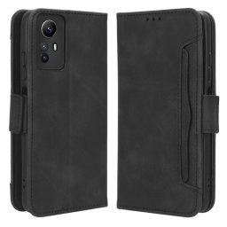 Кожен калъф тип портмоне с магнитна закопчалка за Xiaomi Redmi Note 12S - черен