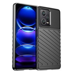 Подсилен силиконов гръб на черти за Xiaomi Redmi Note 12 Pro+ 5G - черен
