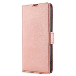 Кожен калъф тип портмоне с магнитна закопчалка за Huawei P60 Pro - перлено розов
