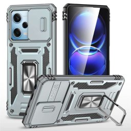 Хибриден гръб със стойка за Xiaomi Redmi Note 12 Pro 5G - сребрист