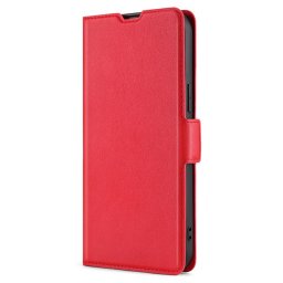 Кожен калъф тип портмоне с магнитна закопчалка за Honor 90 - червен