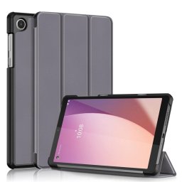 Кожен калъф със сгъващ се капак за Lenovo Tab M8 4th Gen - сив