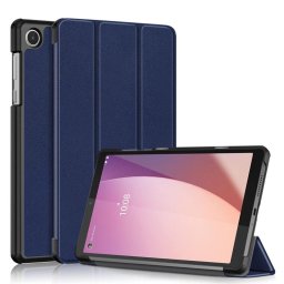 Кожен калъф със сгъващ се капак за Lenovo Tab M8 4th Gen - тъмно син