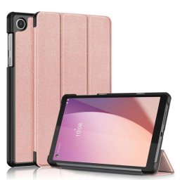 Кожен калъф със сгъващ се капак за Lenovo Tab M8 4th Gen - розово злато