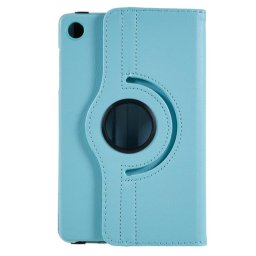 Кожен калъф за Lenovo Tab M8 4th Gen с въртяща поставка - светло син