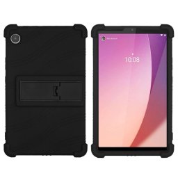 Силиконов гръб със стойка за Lenovo Tab M8 4th Gen - черен