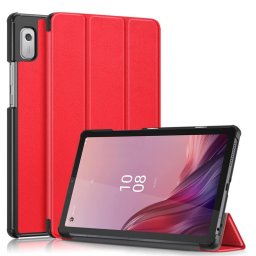 Кожен калъф със сгъващ се капак за Lenovo Tab M9 - червен