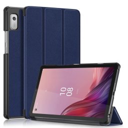 Кожен калъф със сгъващ се капак за Lenovo Tab M9 - тъмно син