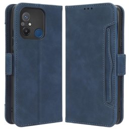 Кожен калъф тип портмоне с магнитна закопчалка за Xiaomi Redmi 12C - тъмно син