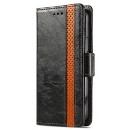 Кожен калъф тип портмоне за Xiaomi Redmi Note 12 Pro+ 5G - черен с лента