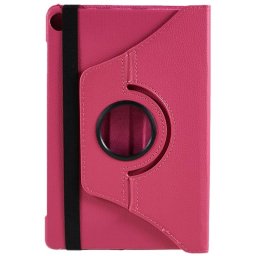Кожен калъф за Lenovo Tab M10 3rd Gen с въртяща поставка - ярко розов