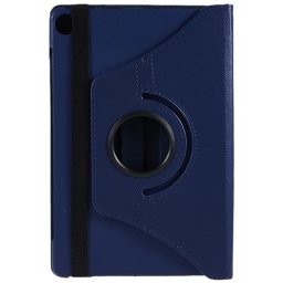 Кожен калъф за Lenovo Tab M10 3rd Gen с въртяща поставка - тъмно син
