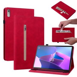 Кожен калъф за Lenovo Tab P11 Gen 2 с цип - червен