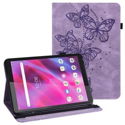 Кожен калъф с пеперуди за Lenovo Tab M8 4th Gen - лилав