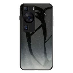 Силиконов кейс със стъклен гръб за Huawei P60 Pro - небе