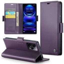 Кожен калъф страничен flip марка CASEME за Xiaomi Redmi Note 12 Pro 5G – лилав
