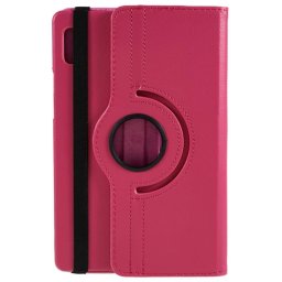Кожен калъф за Lenovo Tab M9 с въртяща поставка - ярко розов