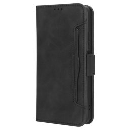 Кожен калъф тип портмоне с магнитна закопчалка за Xiaomi Redmi 12 5G - черен