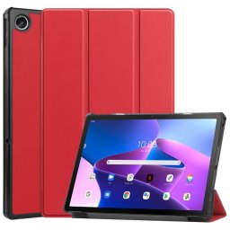 Кожен калъф със сгъващ се капак за Lenovo Tab M10 Plus 3rd Gen - червен