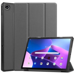 Кожен калъф със сгъващ се капак за Lenovo Tab M10 Plus 3rd Gen - сив