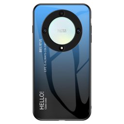 Силиконов кейс със стъклен гръб за Honor Magic5 Lite 5G - син градиент