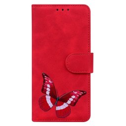 Кожен калъф тип портмоне с пеперуда за Honor Magic5 Lite 5G - червен