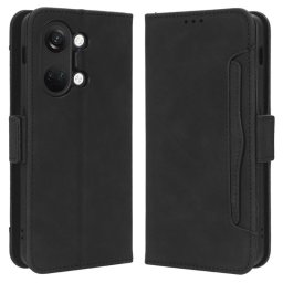 Кожен калъф тип портмоне с магнитна закопчалка за OnePlus Nord 3 5G - черен