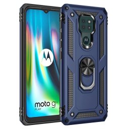 Хибриден гръб със стойка за Motorola Moto G9 Play - тъмно син